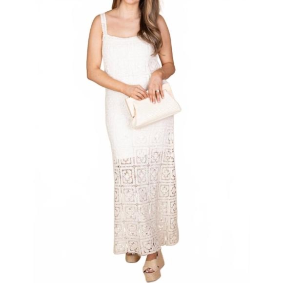 IN-LOOM Caroline Crochet Maxi Dress In Cream In White - Picture 2 of 13